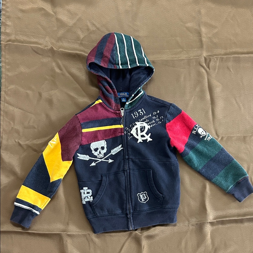Boys 5 Polo by Ralph Lauren Kids' Striped Skull Hoodie